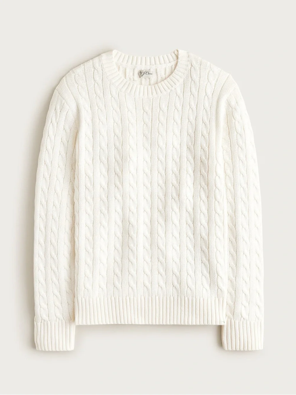 J. Crew Cream Cable-Knit Crewneck Sweater